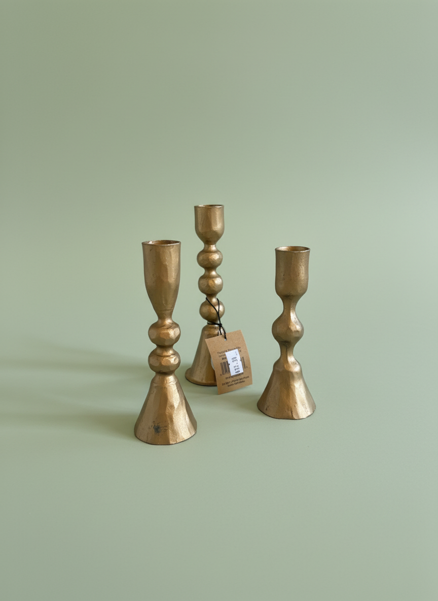 Round Hand-Forged Cast Iron Taper Holders