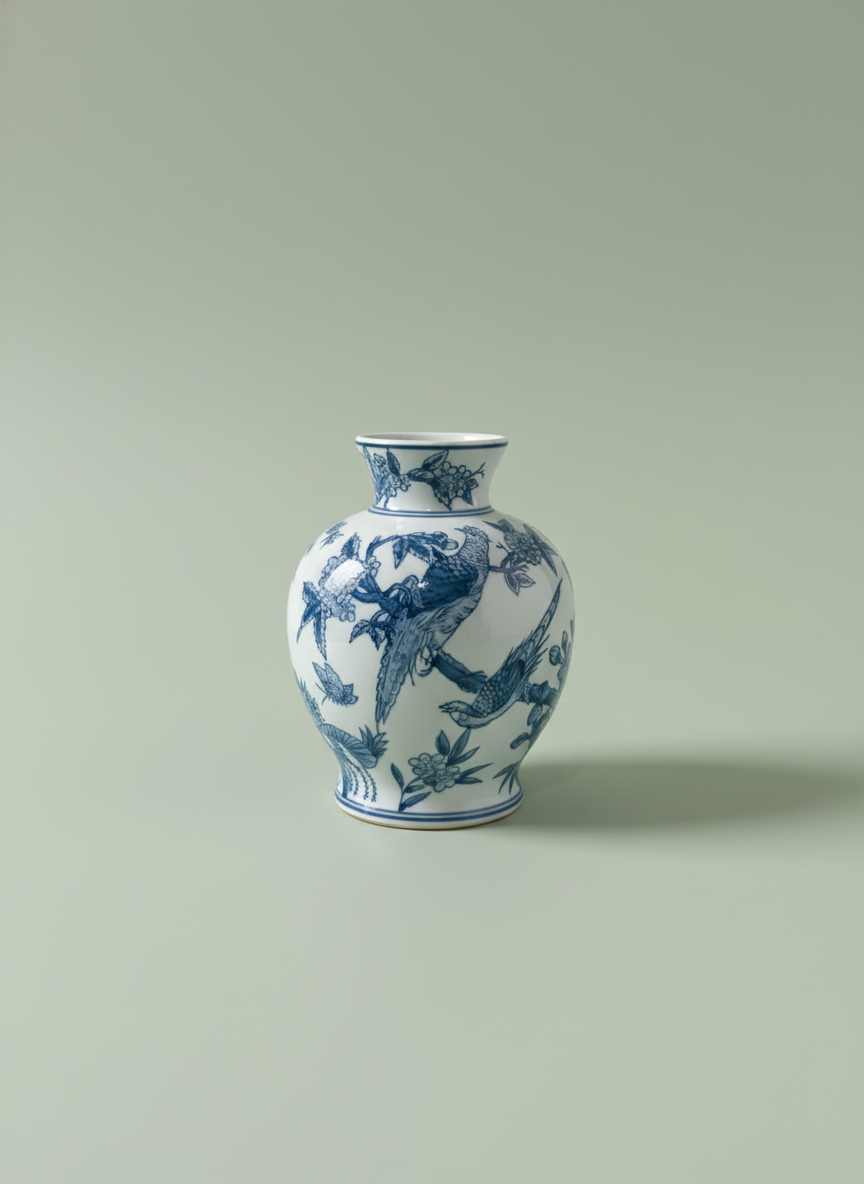 Blue & White Pedestal Vase