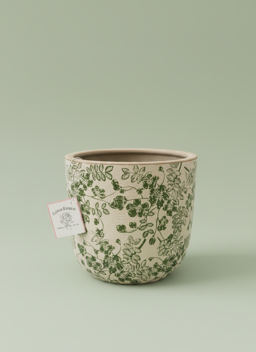 Extra Large Green Floral Planter