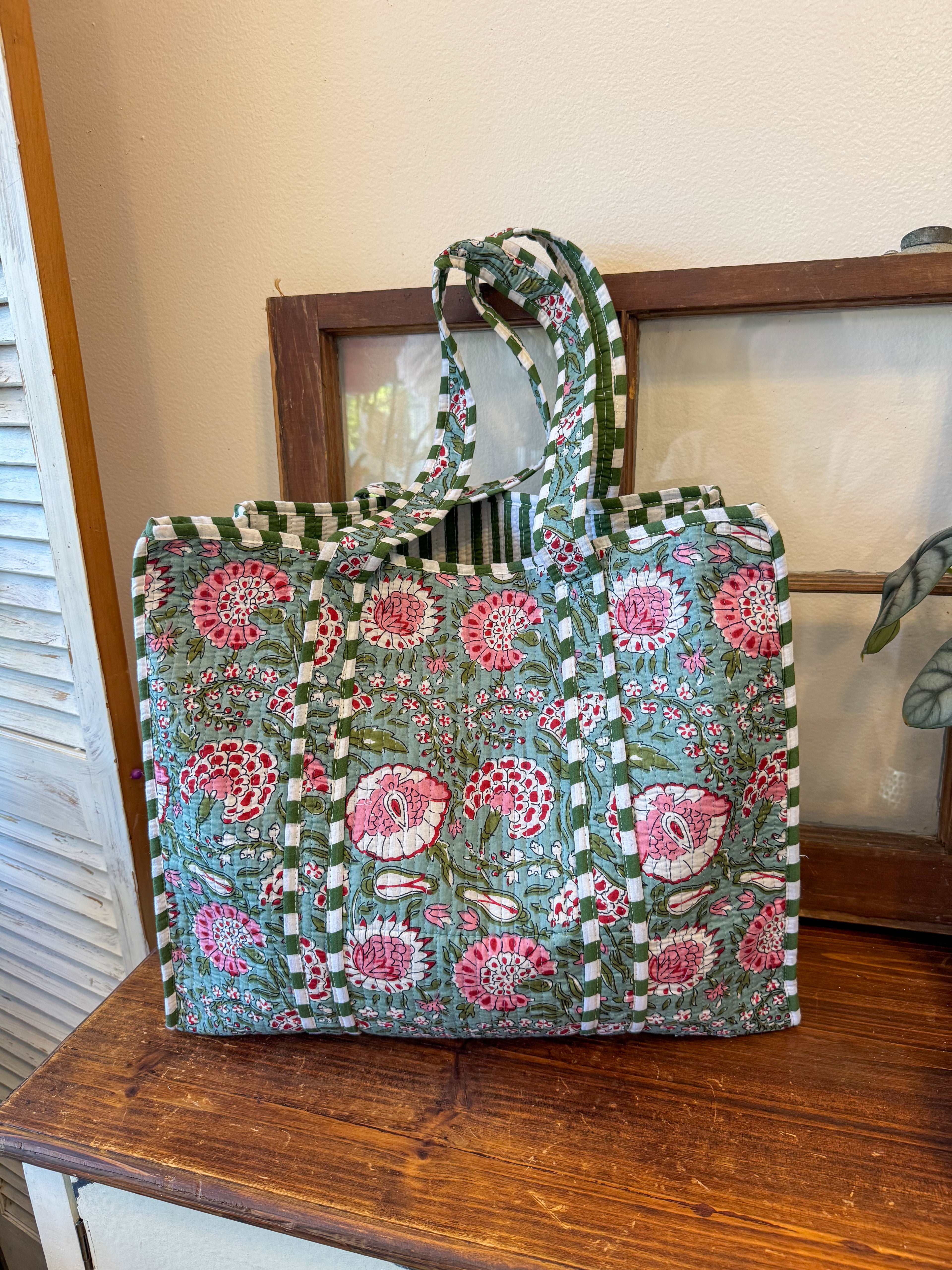 Vintage Garden Quilted Tote