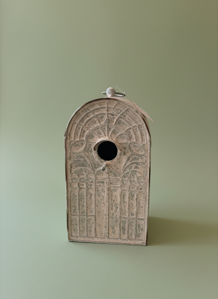 Blue & White Arched Birdhouse