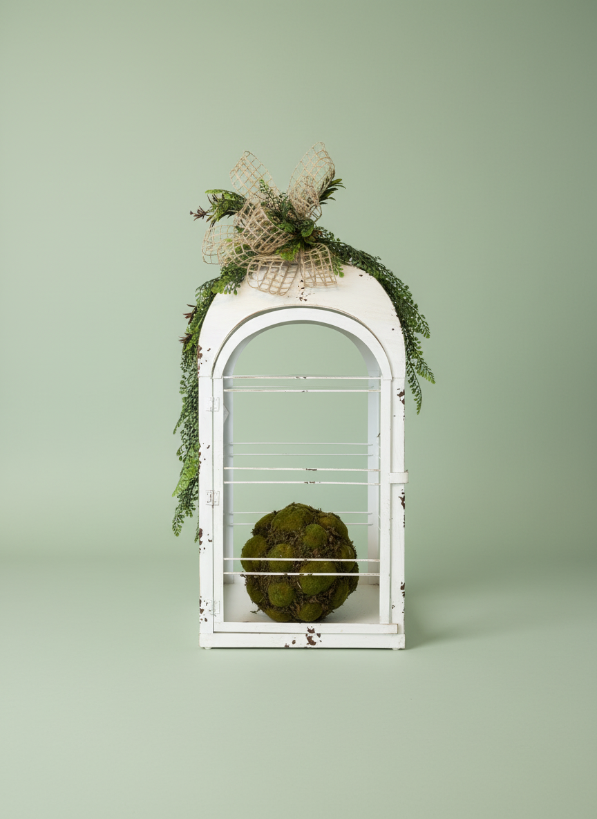 White Lantern With Greenery