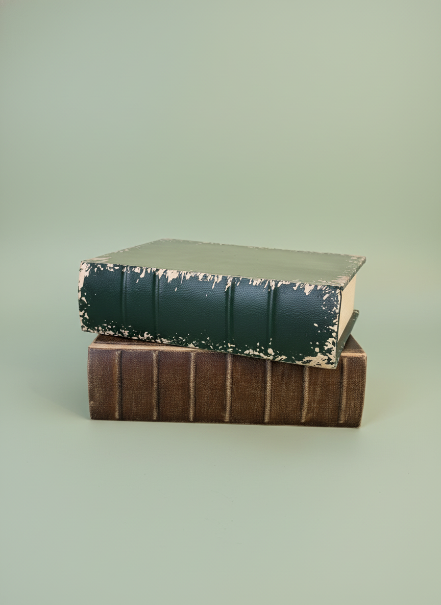 Green & Tan Vintage Book Box