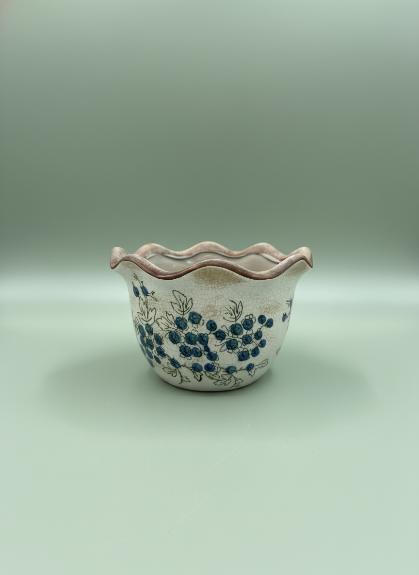 Large Blueberry Scalloped Planter