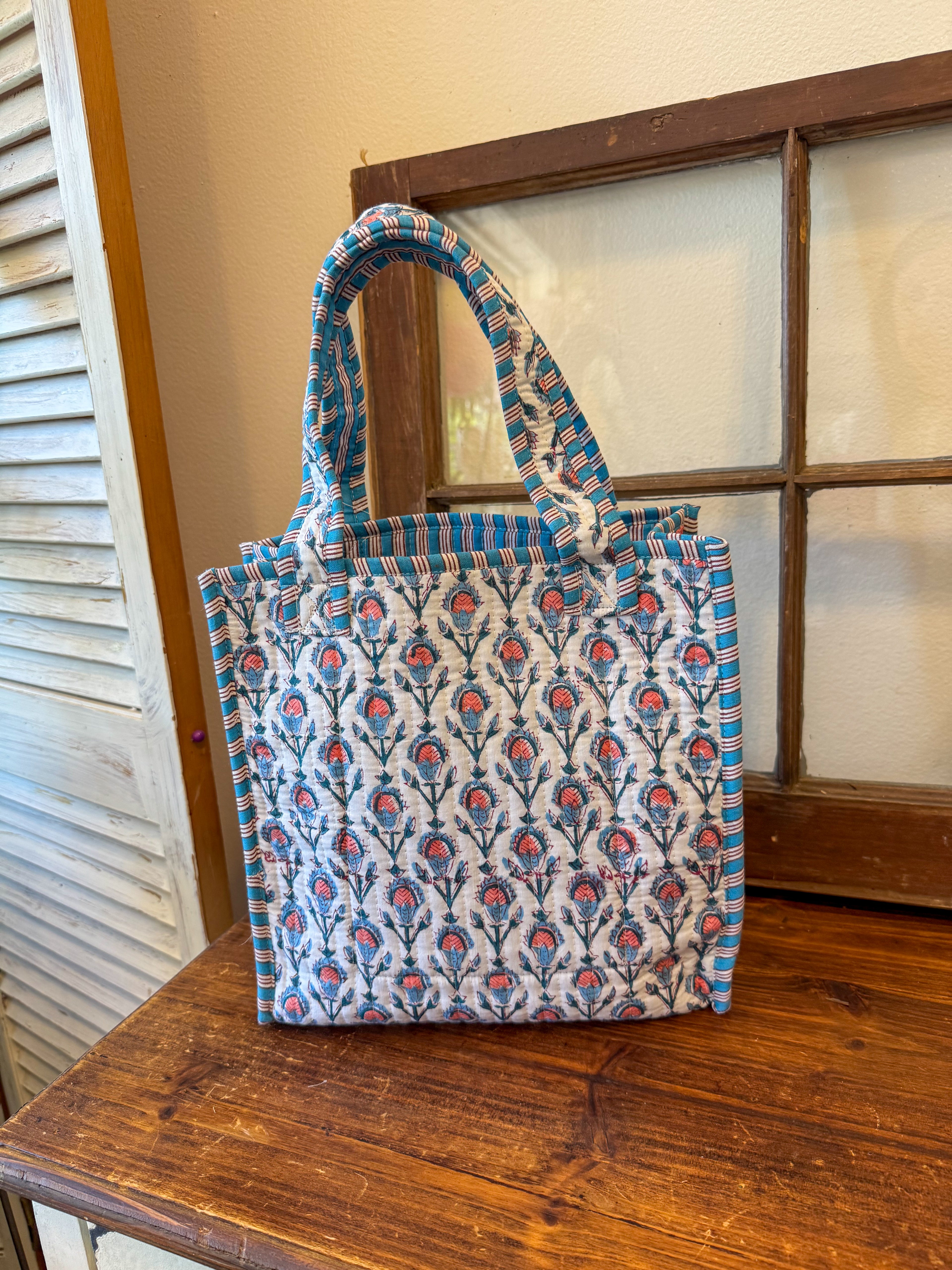 Coastal Bloom Small Quilted Tote