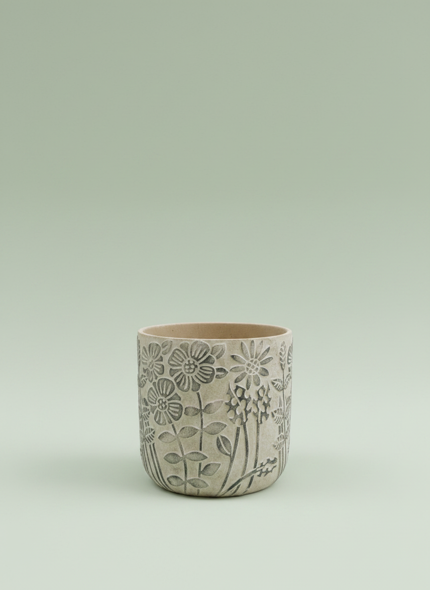 Small Blue Floral Planter